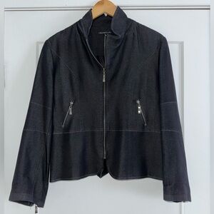 Laura Studio Black Zip-Front Jacket Blazer | Size 12 | Stretch Tailored Workwear